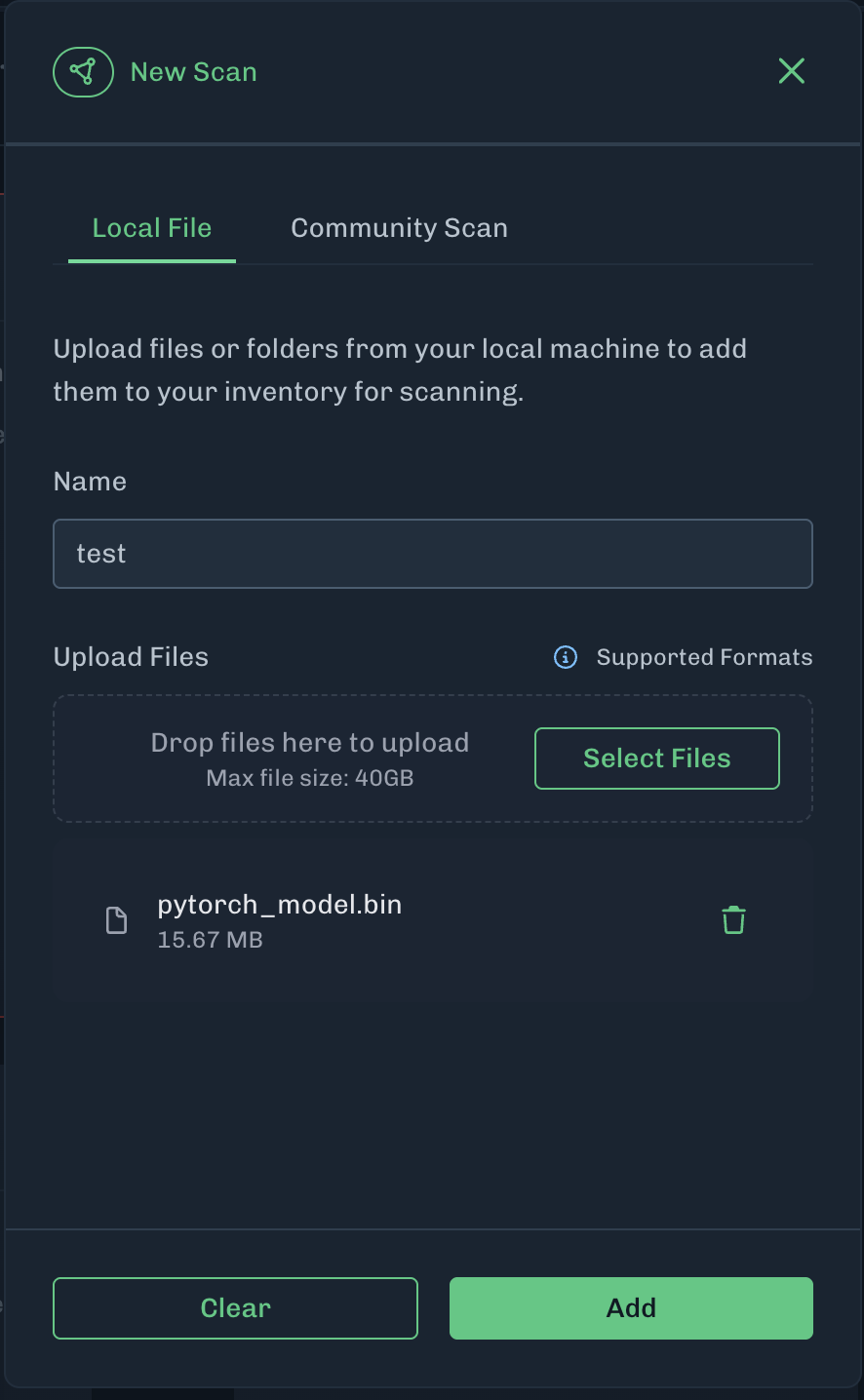 Scan Local Model Select File