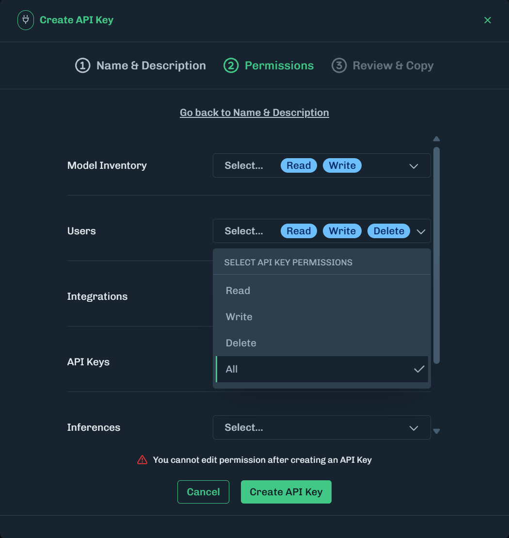 Select API Permissions