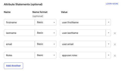Okta Attribute Statements