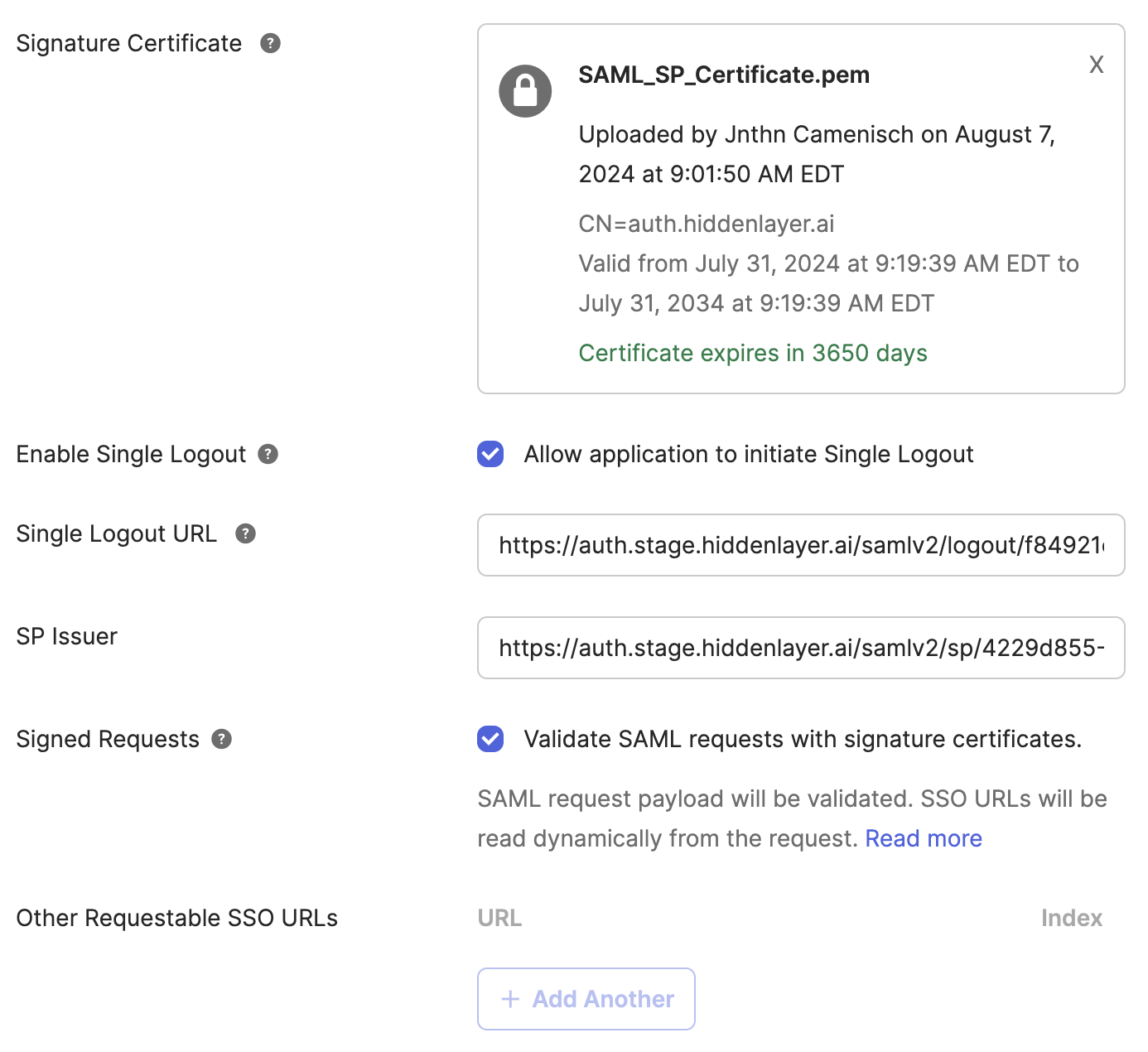 Okta Signature Certificate