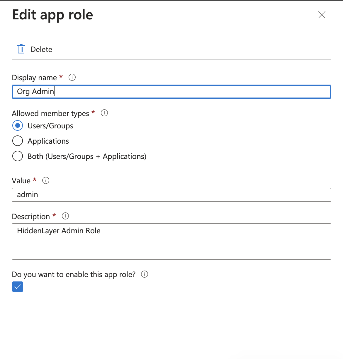 SAML App Role Admin