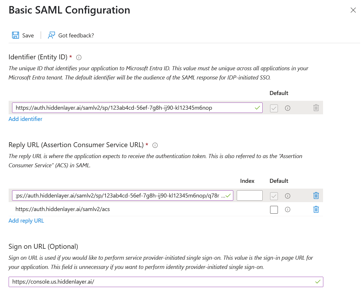 SAML Settings - General
