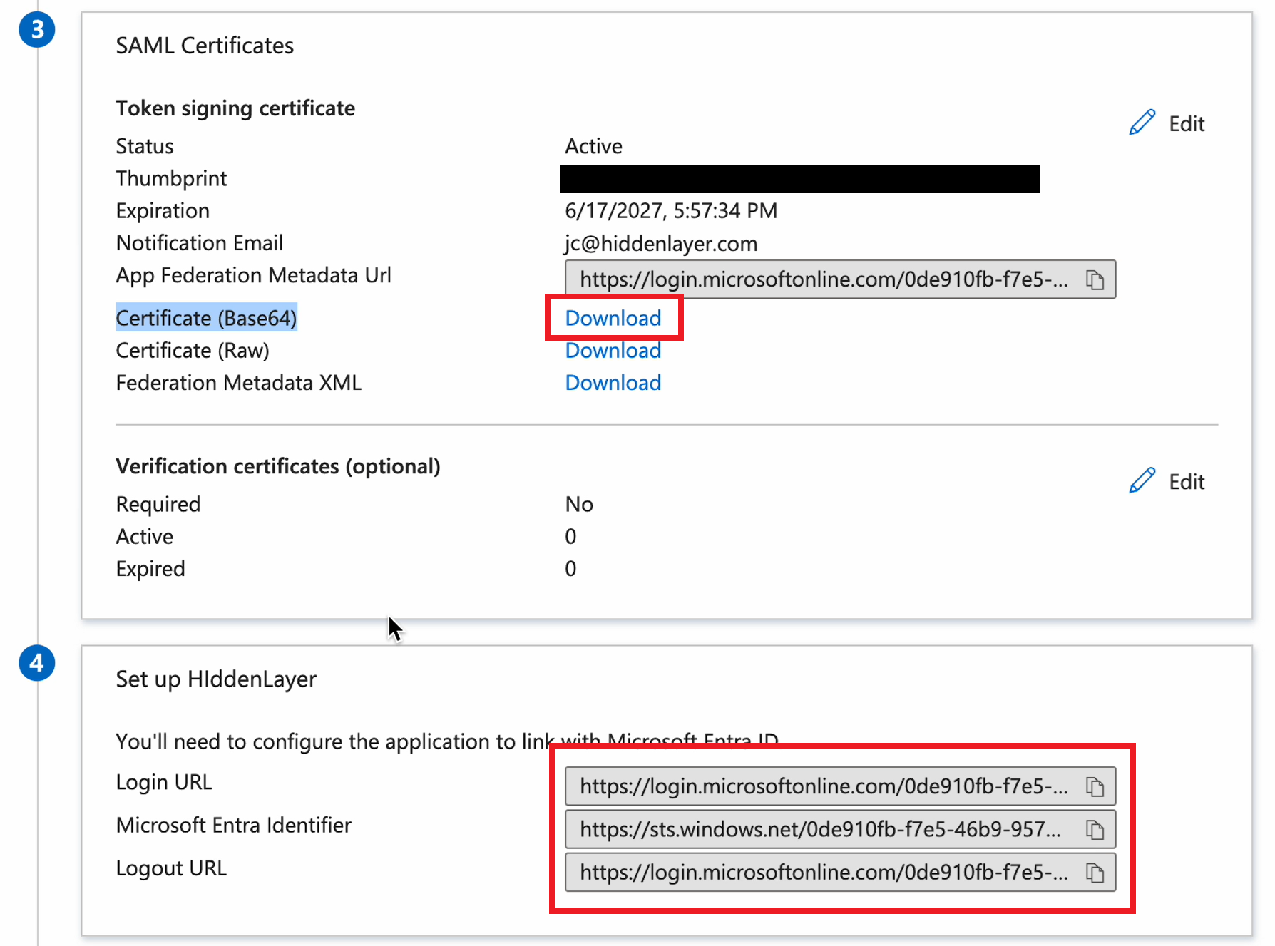 Entra SAML Certificates