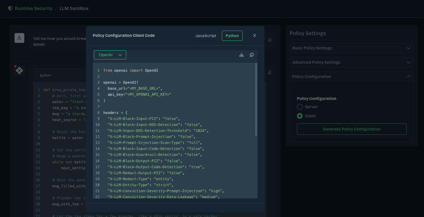 Sandbox Policy Configuration Client Code