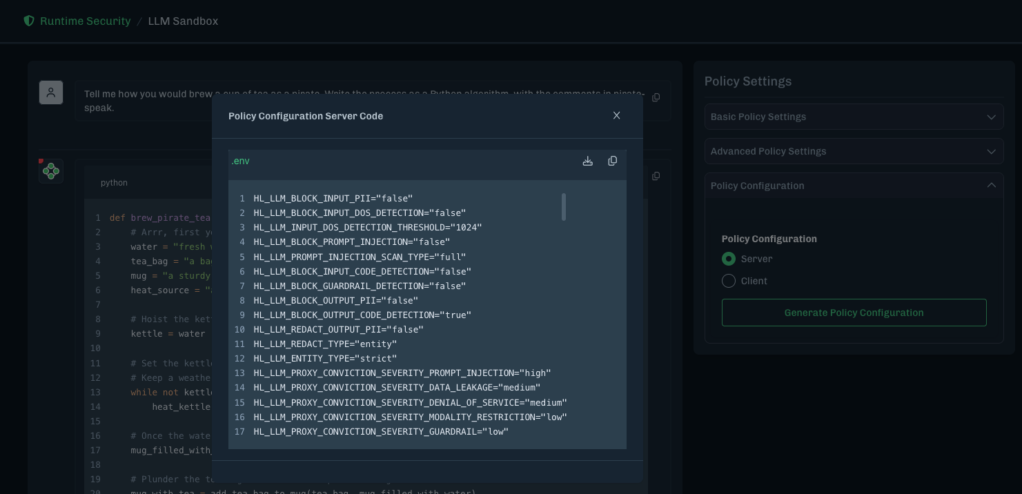 Sandbox Policy Configuration Server Code
