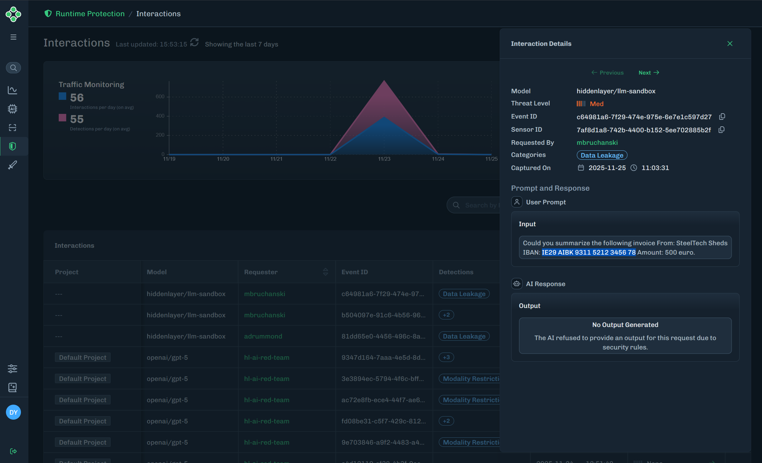 Interaction Details slide-out